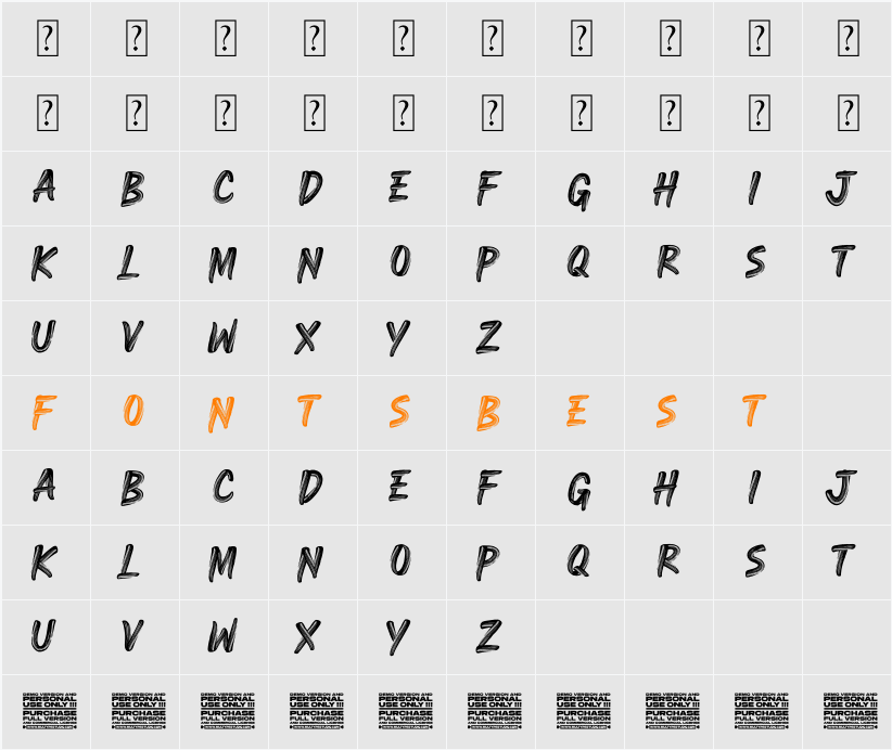Horizone Survive Personal Use Only Character Map