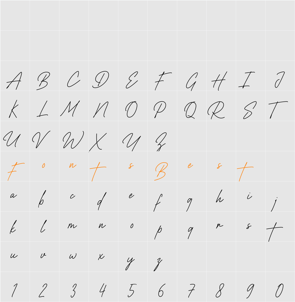 Brigitha Signature Character Map