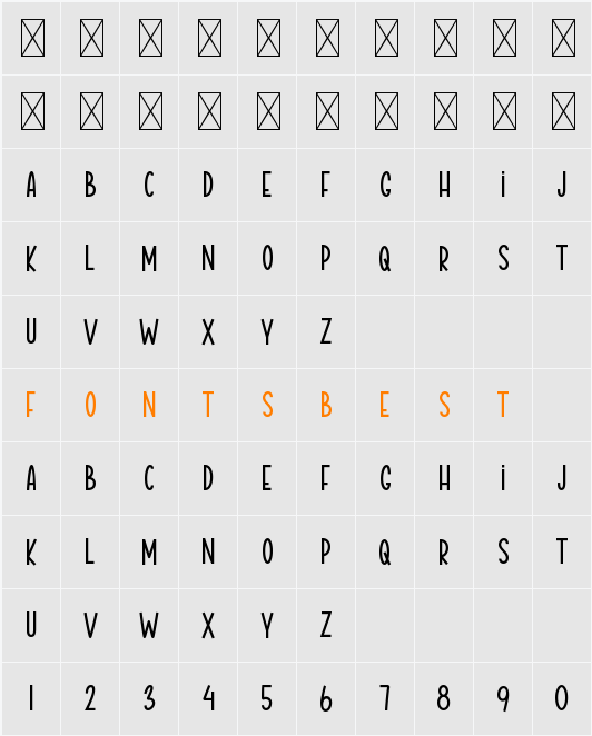 Alisiya Display Character Map
