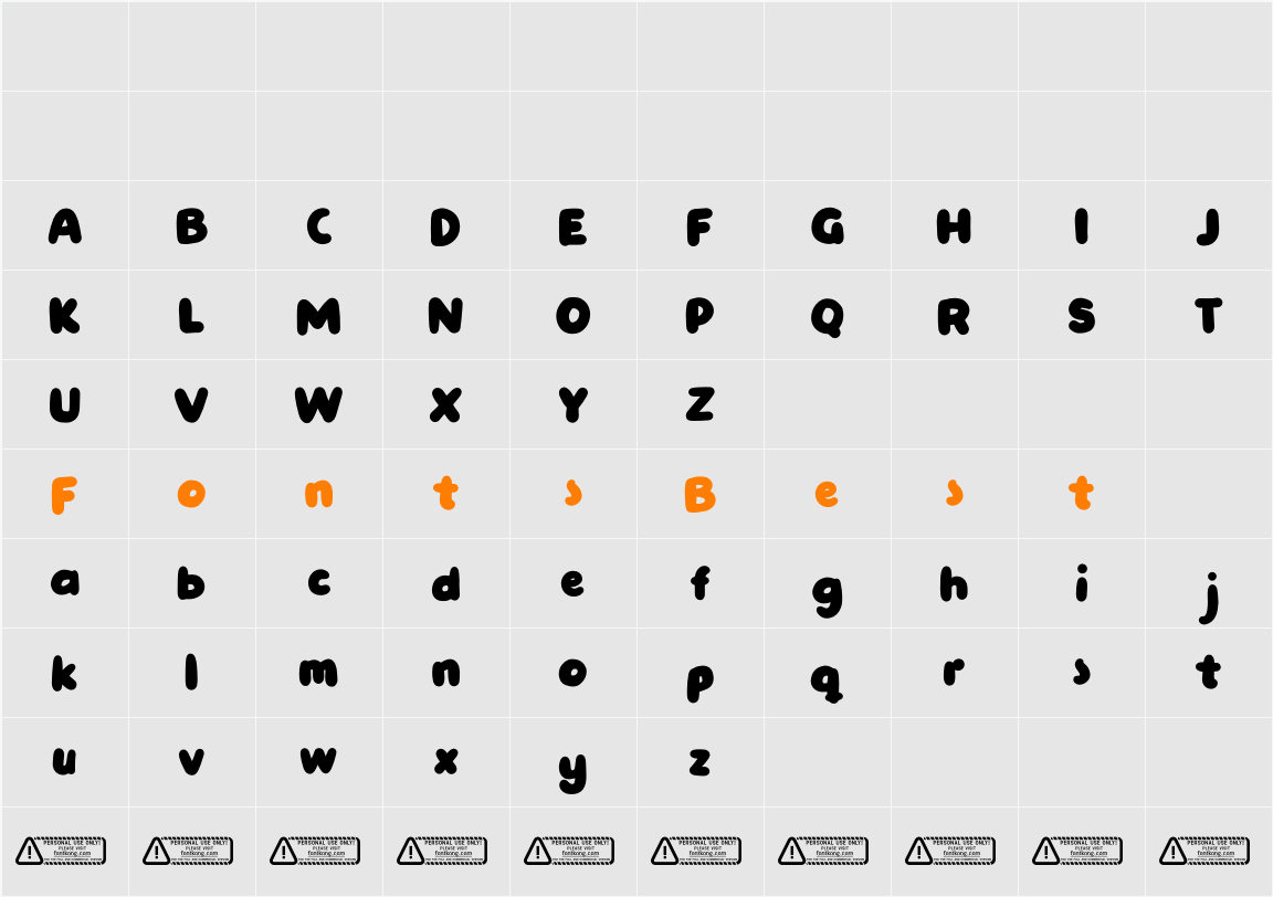 Simplefont PERSONAL USE ONLY! Character Map