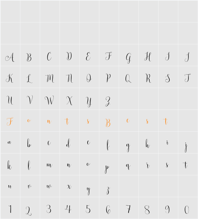Smoothline Script Character Map