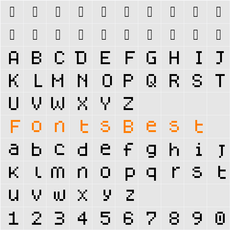 Dogica Character Map