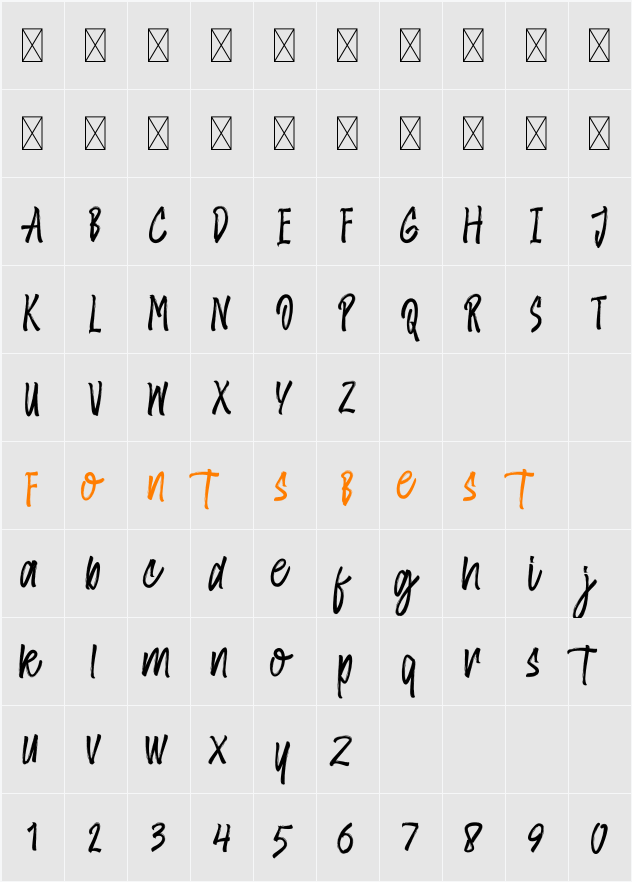 Amster Brush Character Map