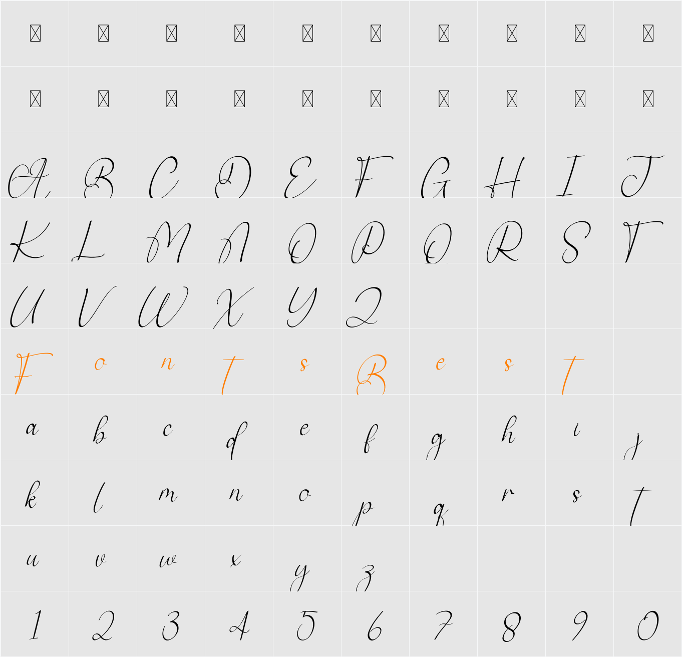 Ainsley Signature Character Map