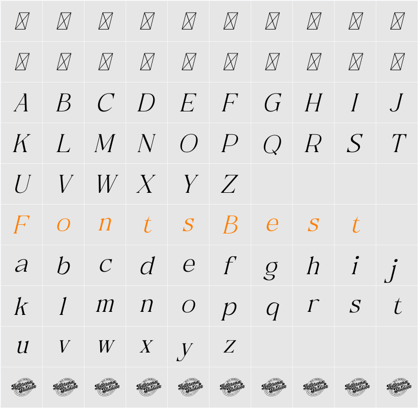 Metrolin DEMO VERSION Character Map