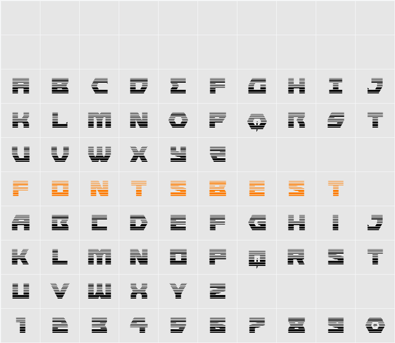 Cyberform Gradient Character Map