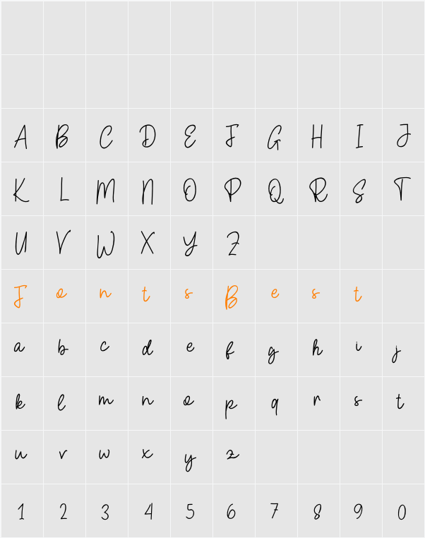 Amelia Script Character Map