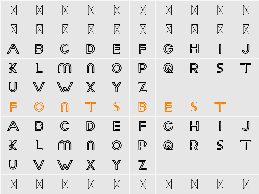 Aday Demo Outline Bold Character Map