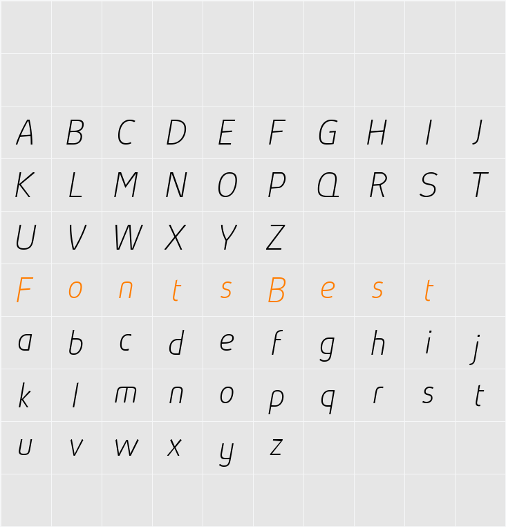 Absolut Red Thin Character Map