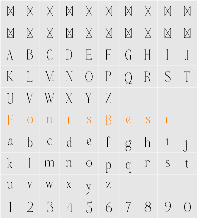 ARLETA Character Map