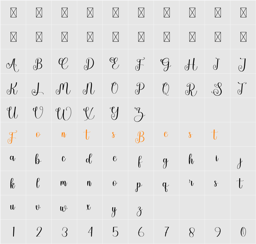 Alinggate Signature Character Map