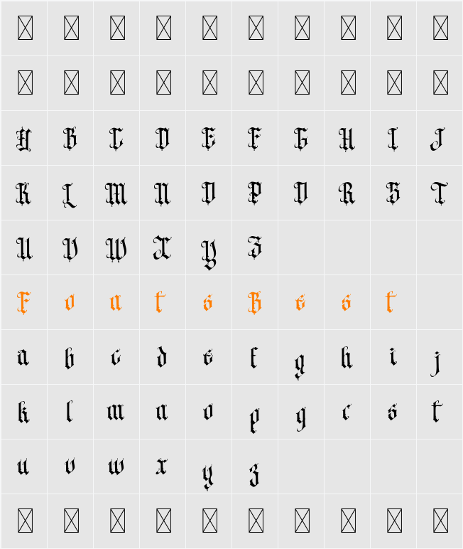 Black Ronge Character Map