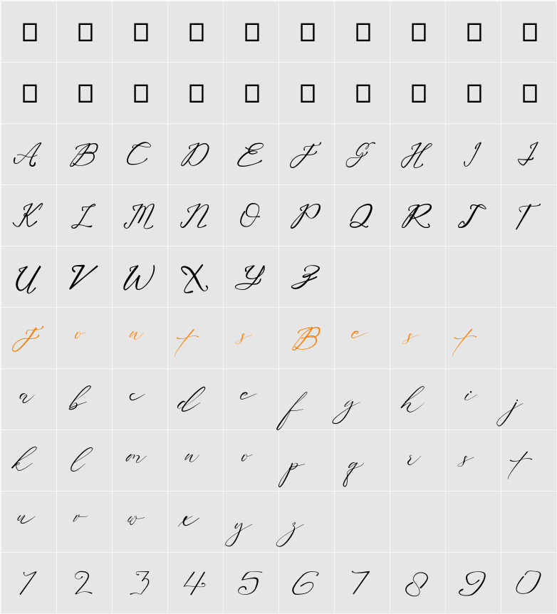 Almaira Character Map