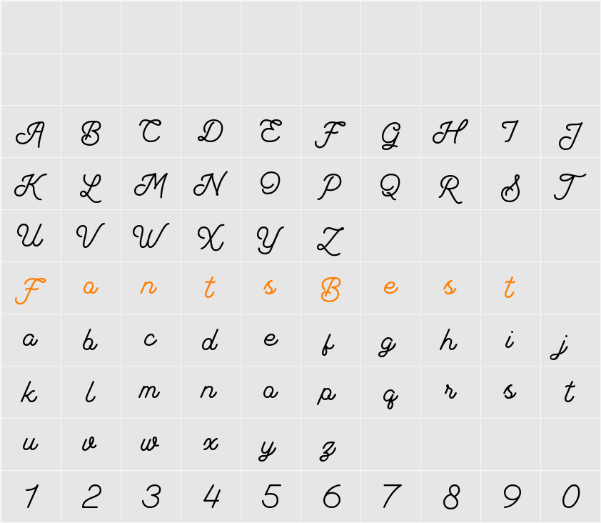 AndaluseaScript Character Map