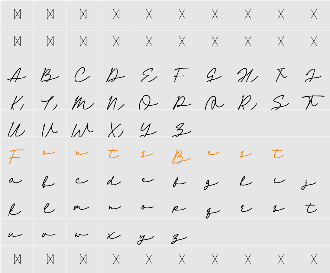 Andolucia Character Map