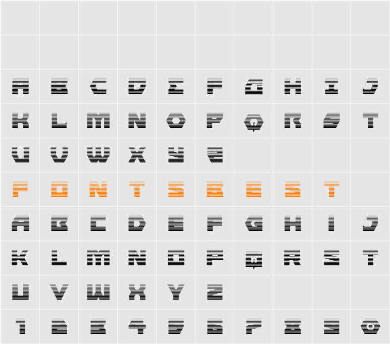 Cyberform Gradient Character Map
