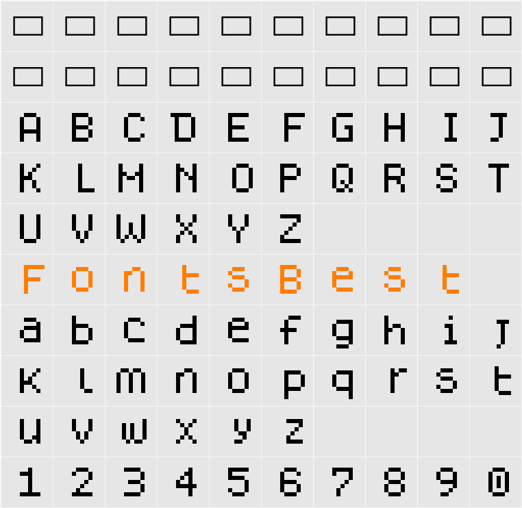 Dogica Character Map