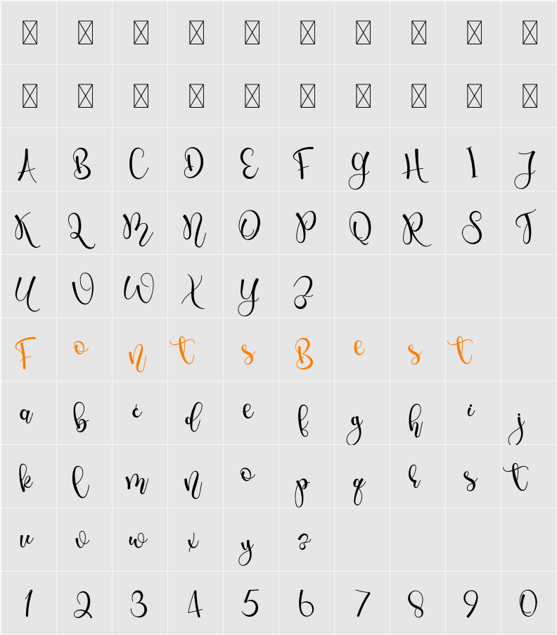 Glassy Anchor Character Map