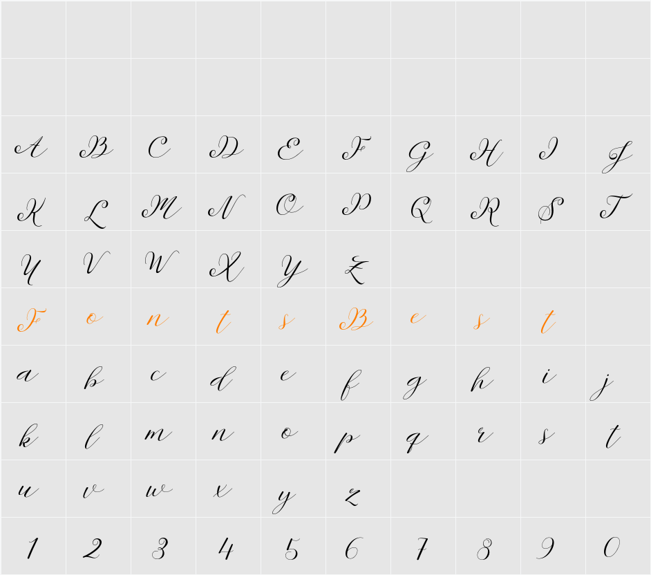 Sentosha Script Character Map