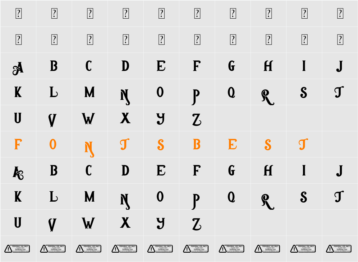 Amosca PERSONAL USE ONLY! Character Map