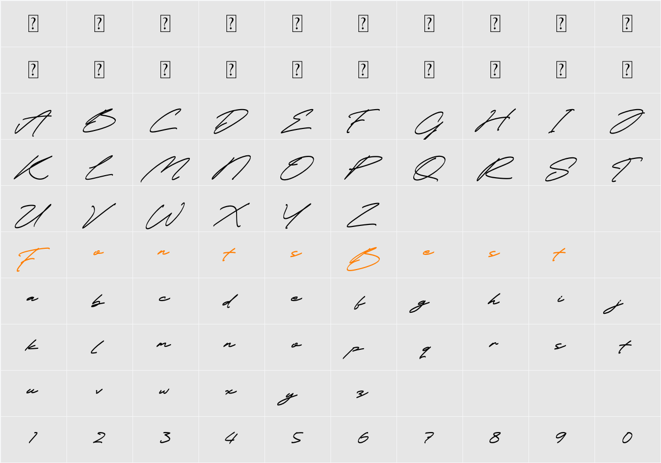 Lindstaye Character Map
