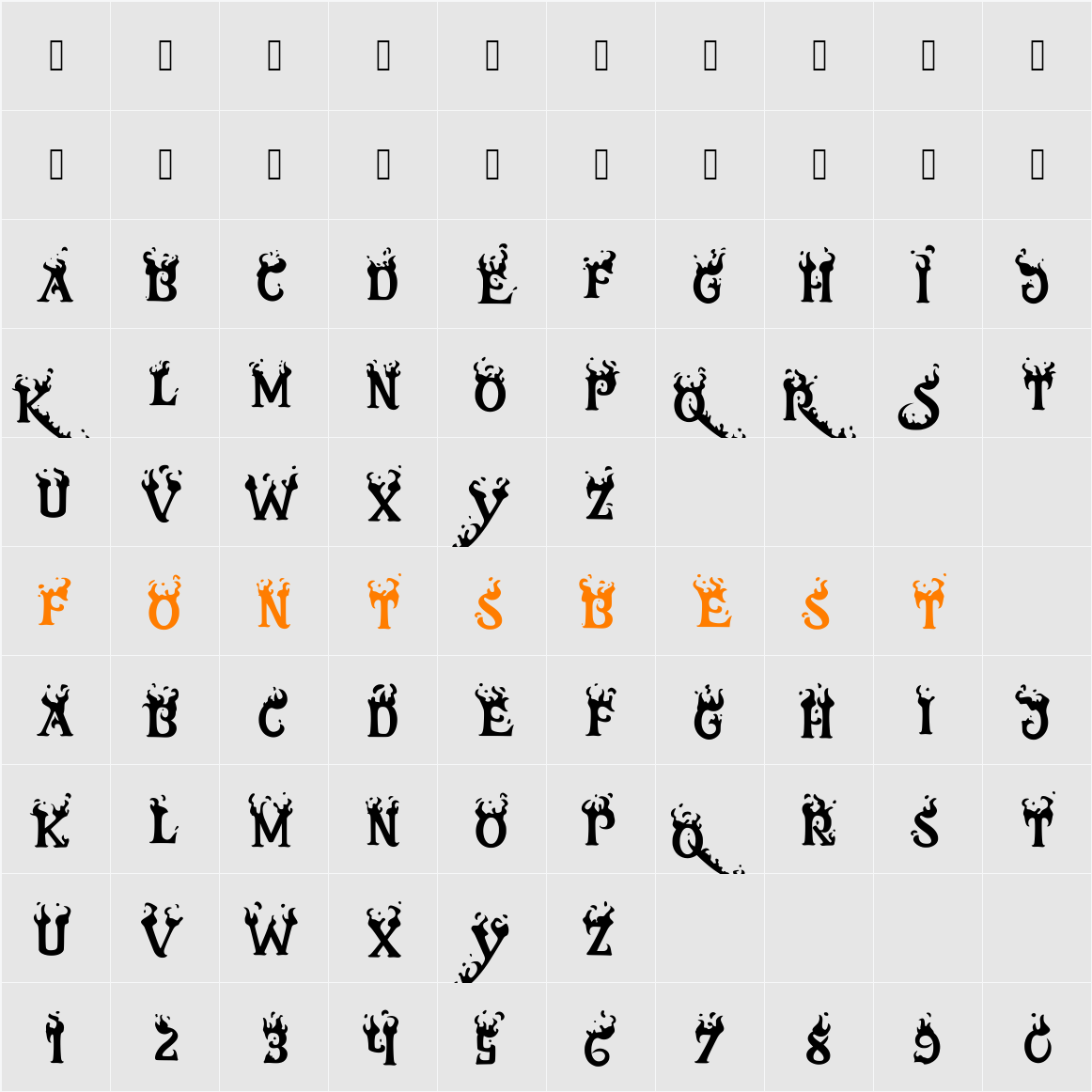 inferno Character Map
