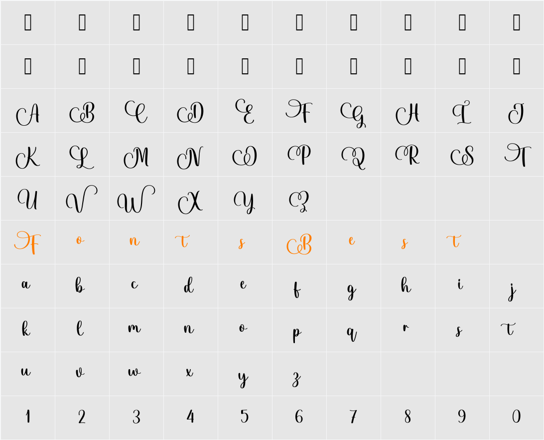 Greshian_DEMO Character Map