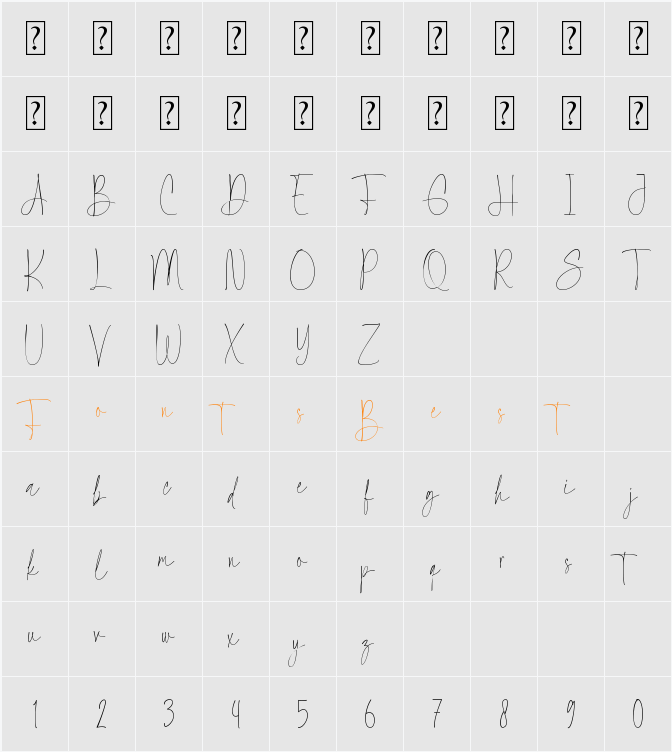 Grateful Signature Character Map