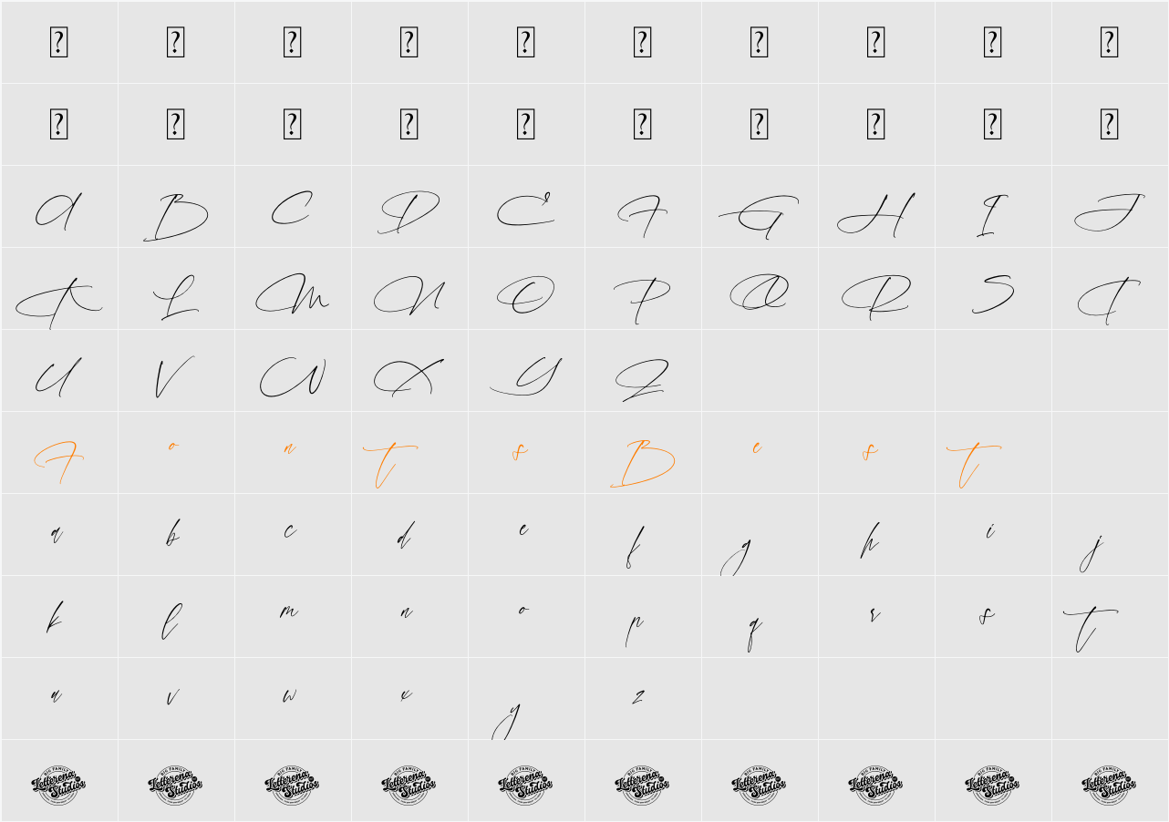 Roberthone Signatera DEMO VERSI Character Map