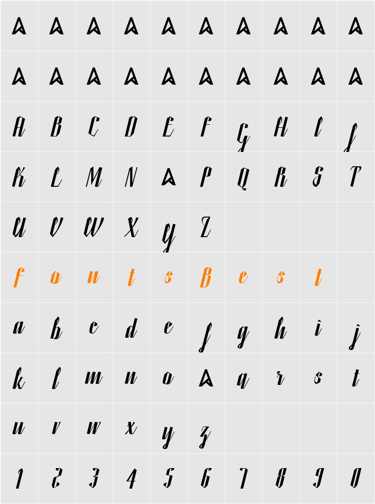 Handbird Character Map