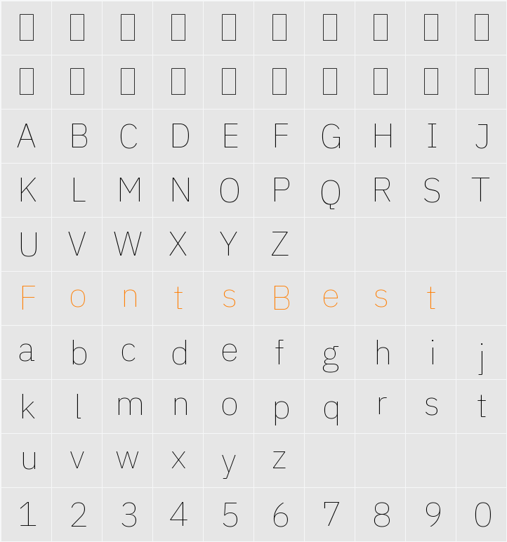 IBM Plex Sans KR Thin Character Map