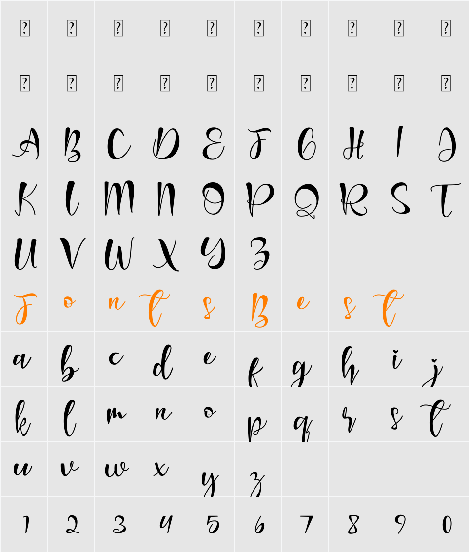 Almonti Character Map