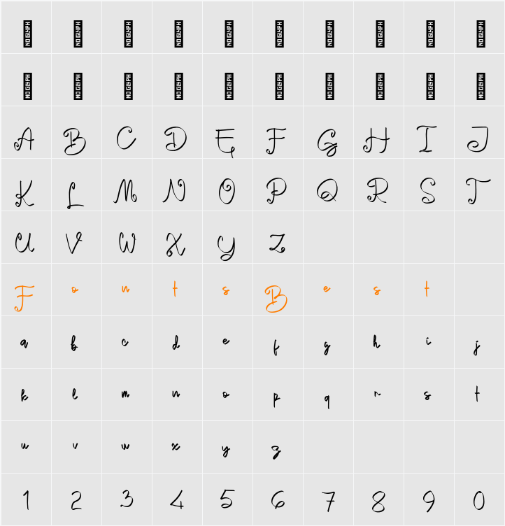 Dunyah Personal Use Character Map