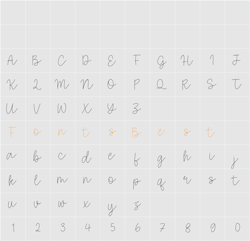 Black Almond Character Map