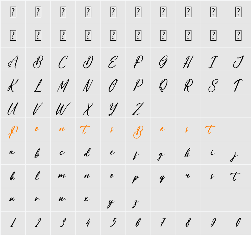 Matthew Rustical Character Map