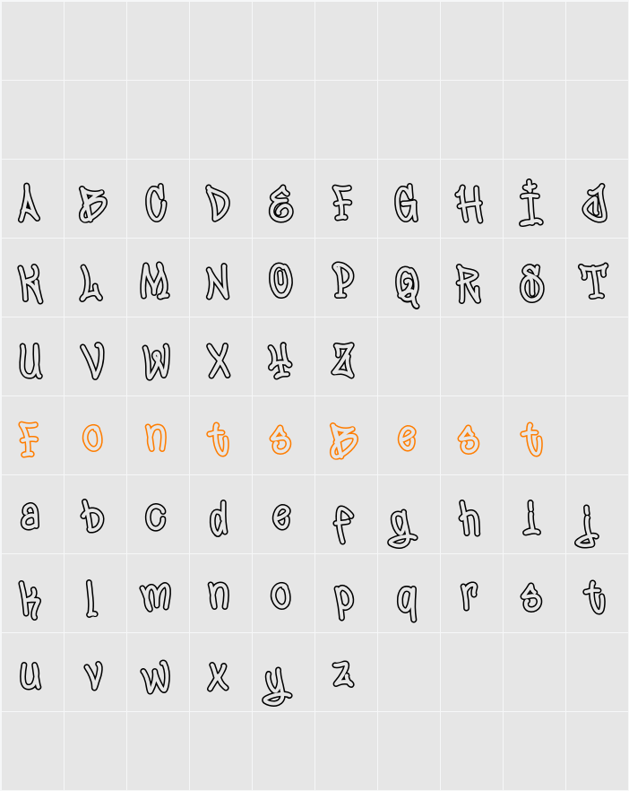 Jumpis Graffiti Outline Character Map