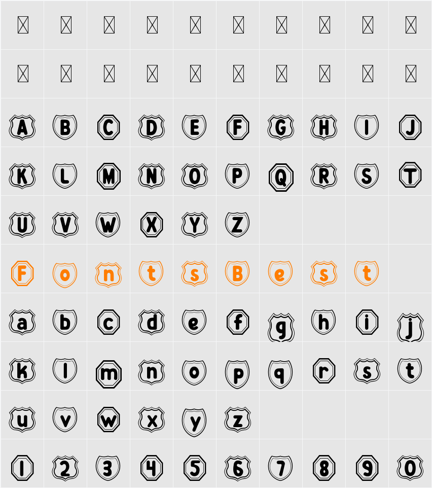 Zany Route Badge Character Map