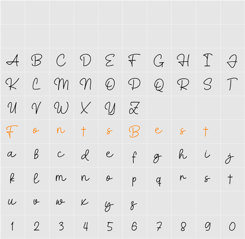 Holyplan Character Map