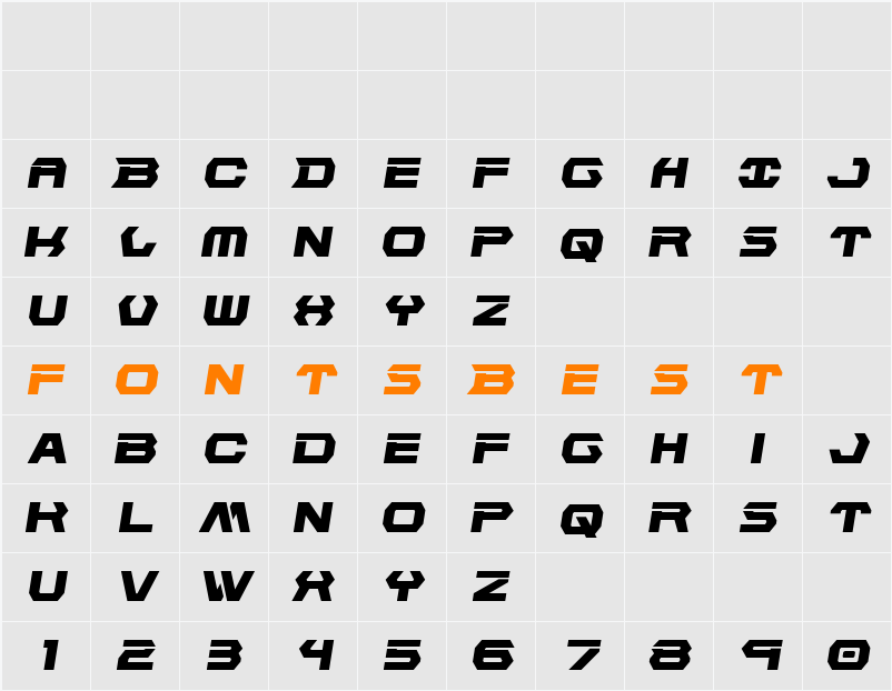 New Cyborg Semi-Italic Character Map