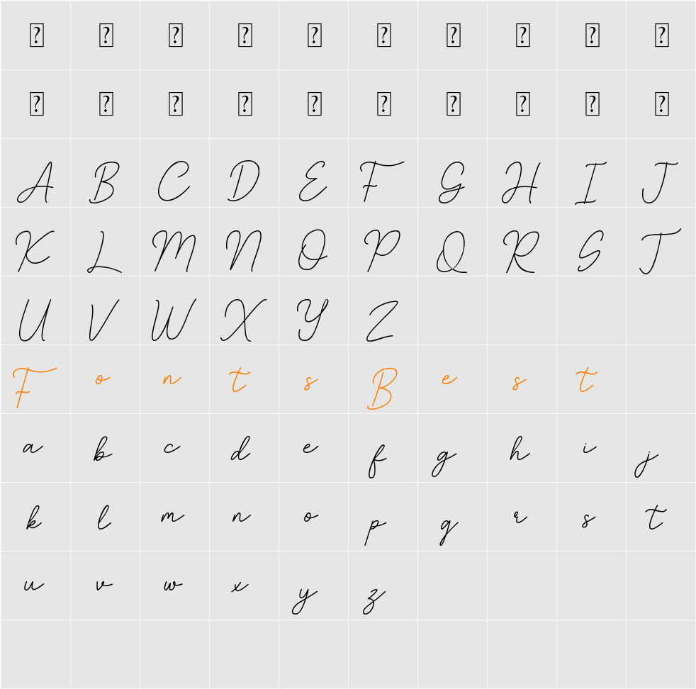 Angellita Character Map