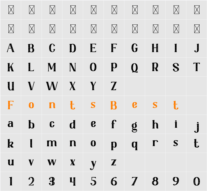 Zeviero Texture Character Map