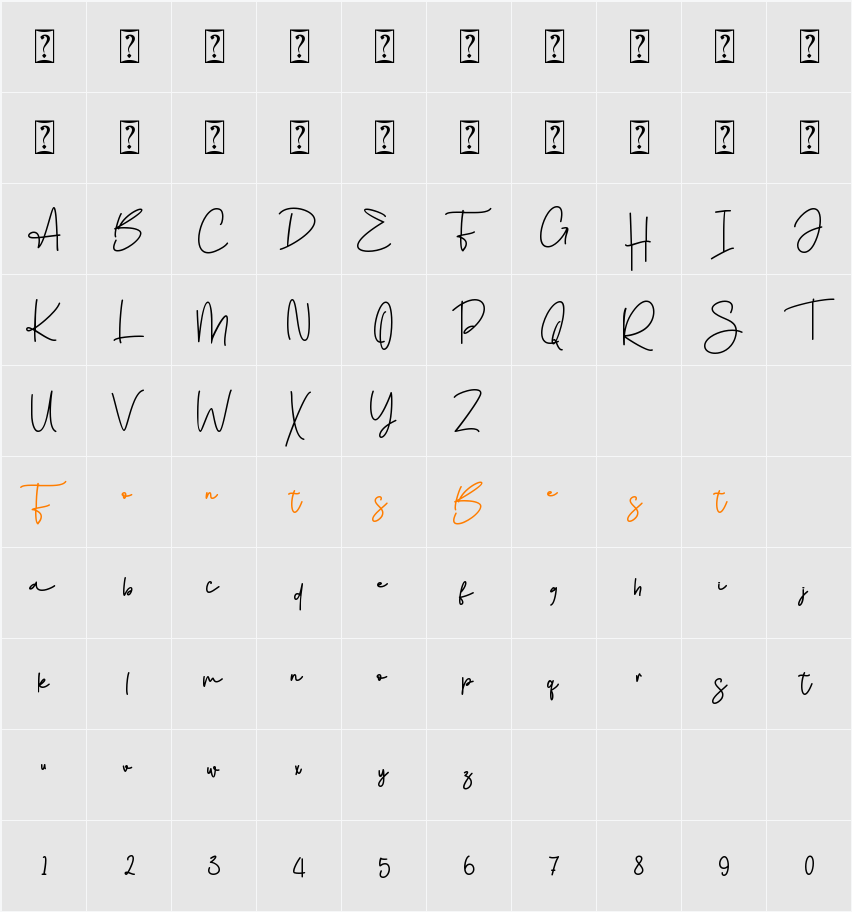Bollifia - Personal use Character Map