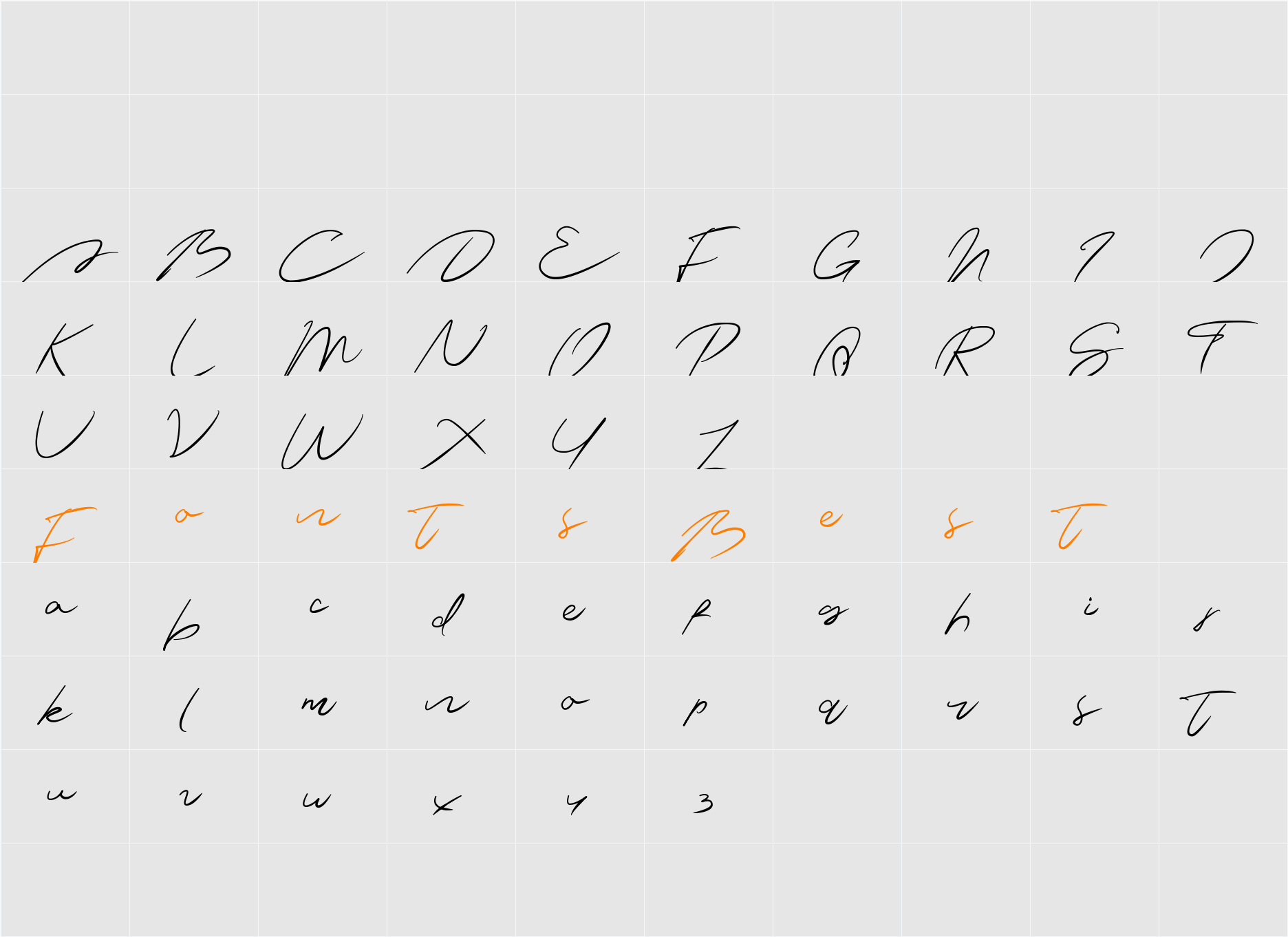 Antigna Signature Free Character Map