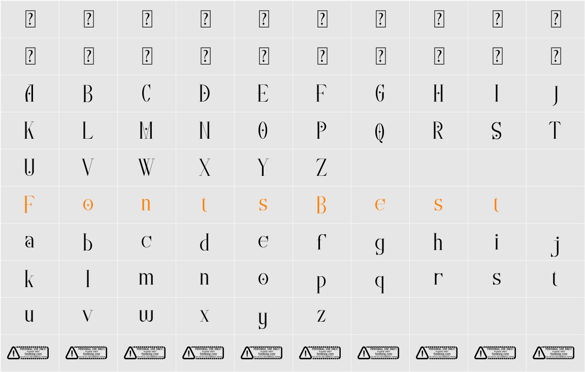 Costiva PERSONAL USE ONLY! Character Map
