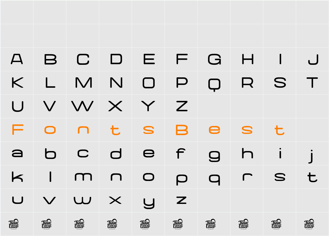 Valonik Thin Character Map