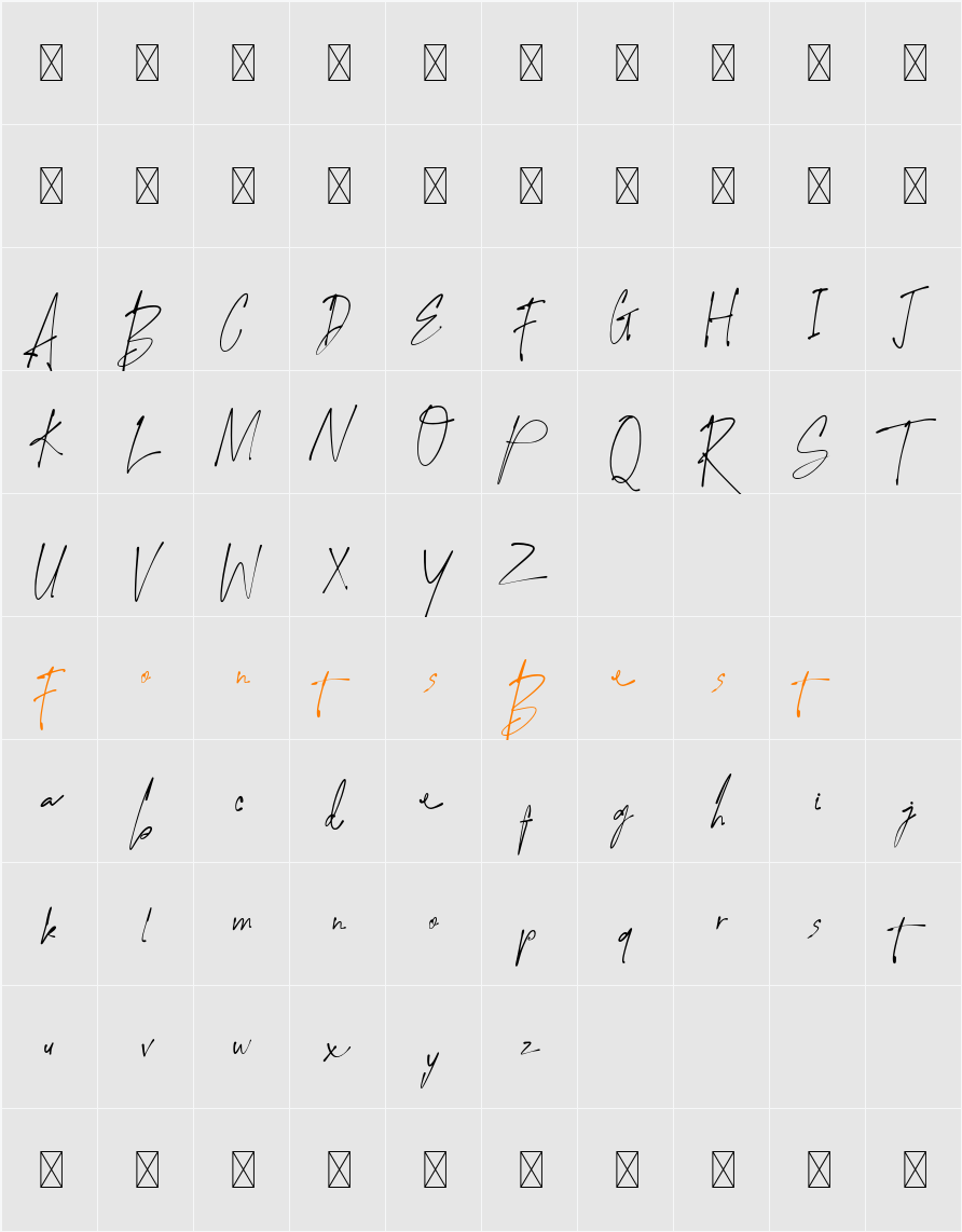 Sinthike Character Map