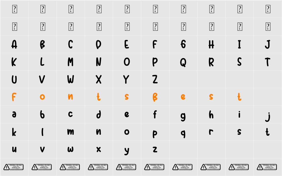 Fun Palace PERSONAL USE ONLY! Character Map