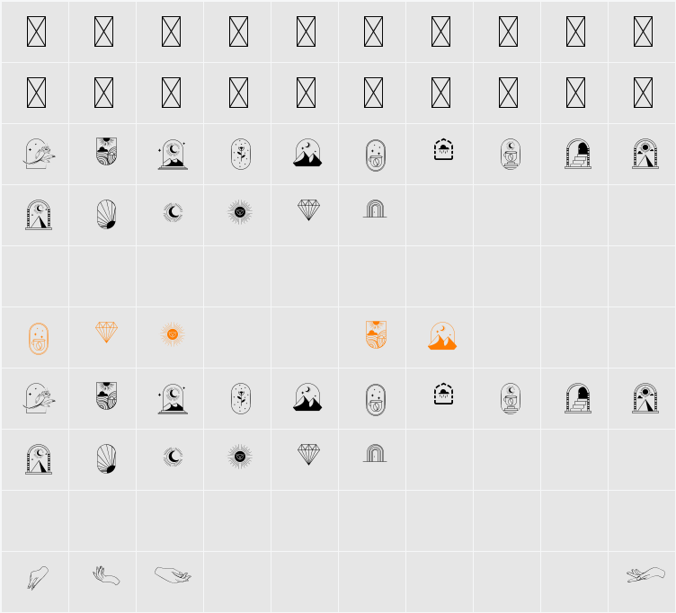 Orliet Pro Icons Character Map