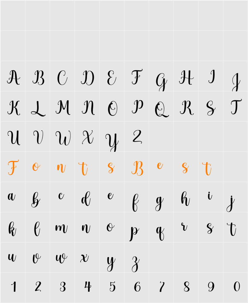 Blustina Character Map