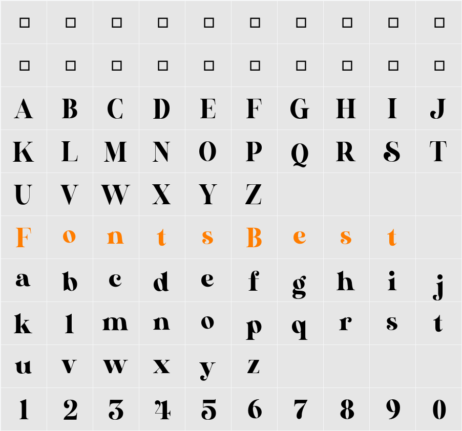AL Nevrada Personal Use Only Character Map